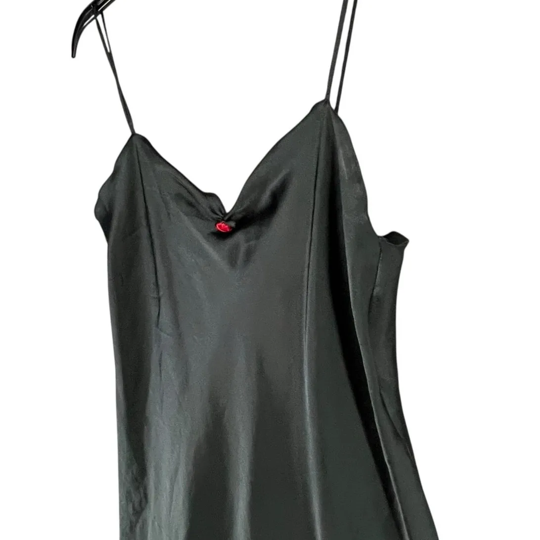 Vintage Sasson Slip Dress Womens S Black Spaghetti Straps Nightgown 90s Classic - Image 2