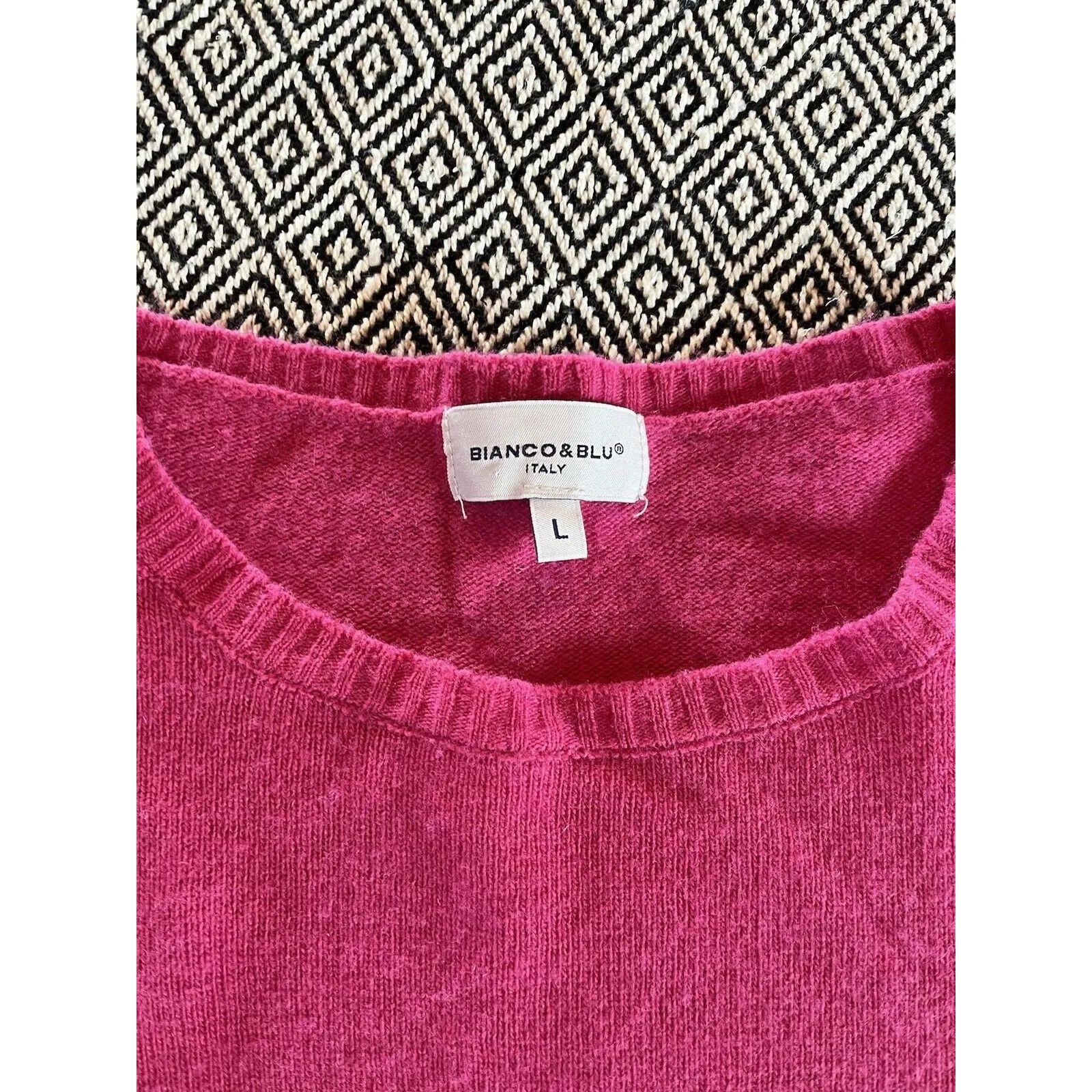 Bianco & Blu Sweater Womens Large Italy Merino Wool And Cashmere Blend Pink - Image 5