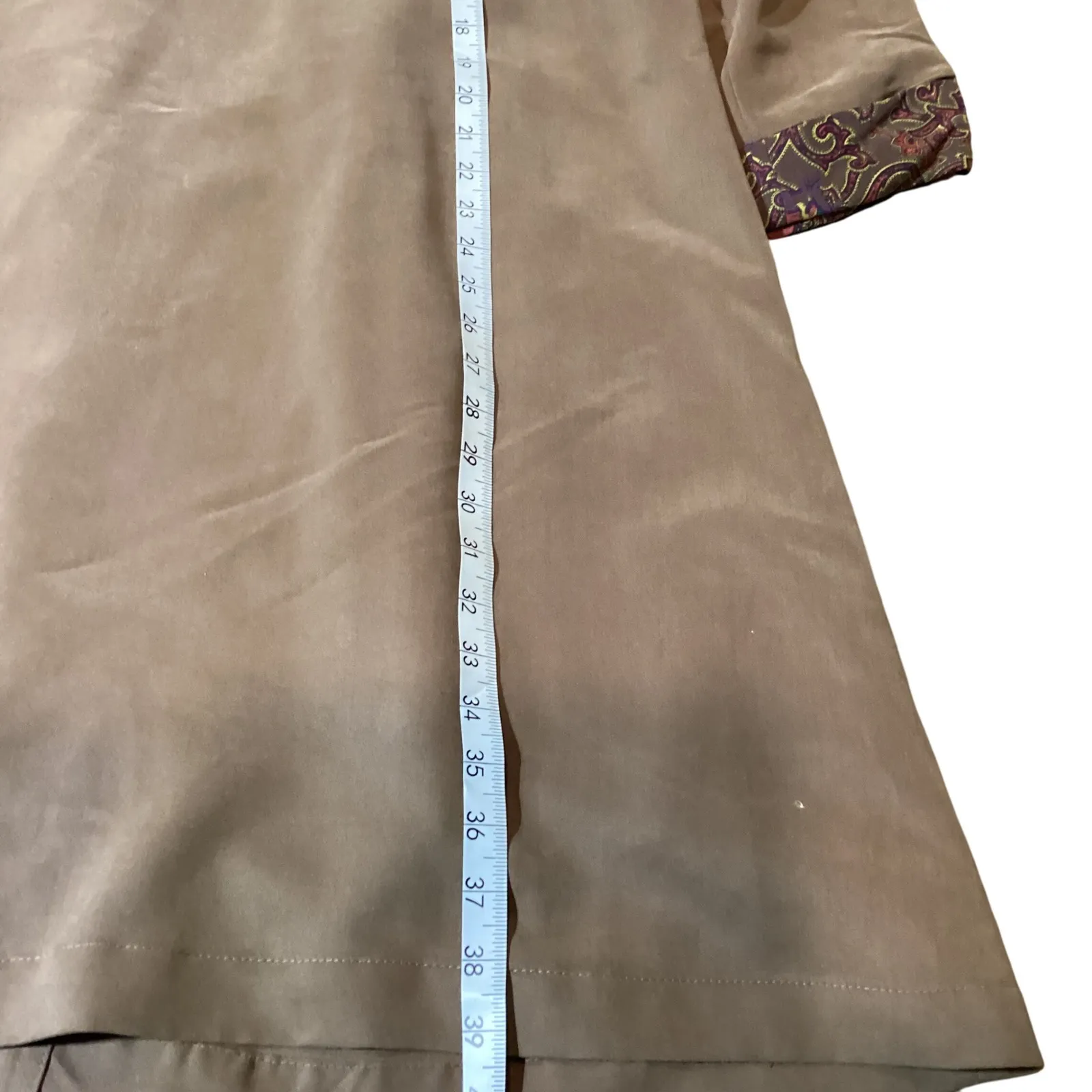 POINT High Fashion Women's Brown Paisley Collar Sleeve Trim Coat Size L Size L - Image 9