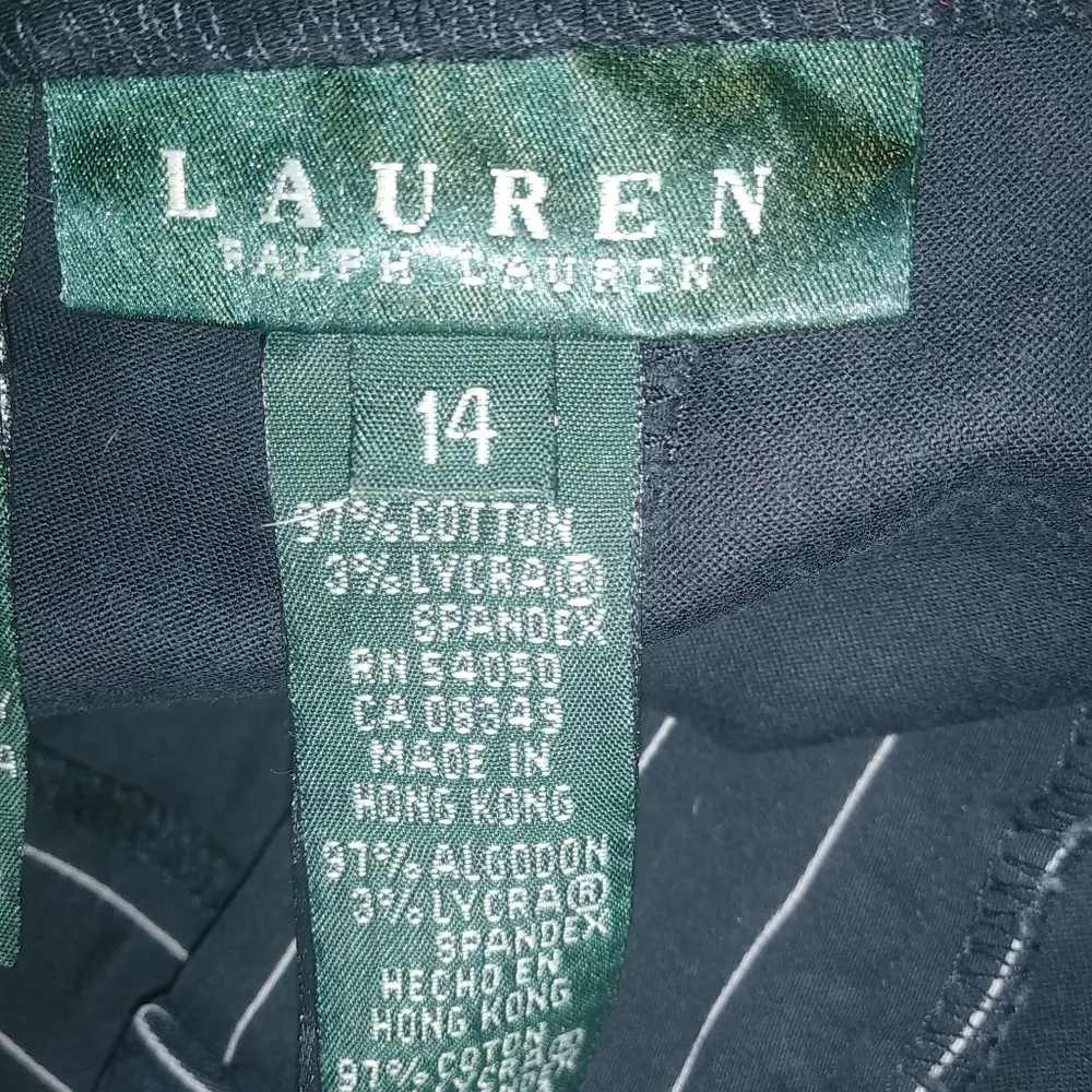 Lauren Ralph Lauren 33x31 14 Black Pinstriped Straight Leg Dress Pants Size 33 - Image 7