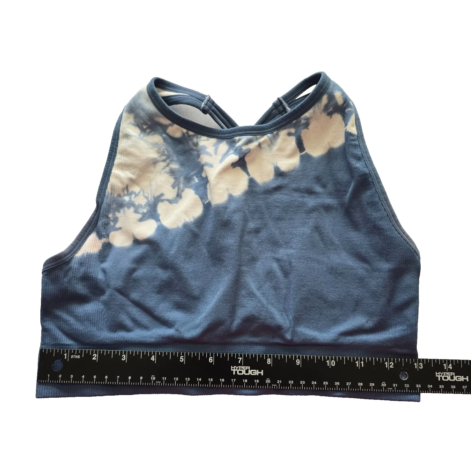 Ribbed Comfort Y2K Bra Top Tie Dye Pullover Stretch Sleep Active Avia Blue XL - Image 3