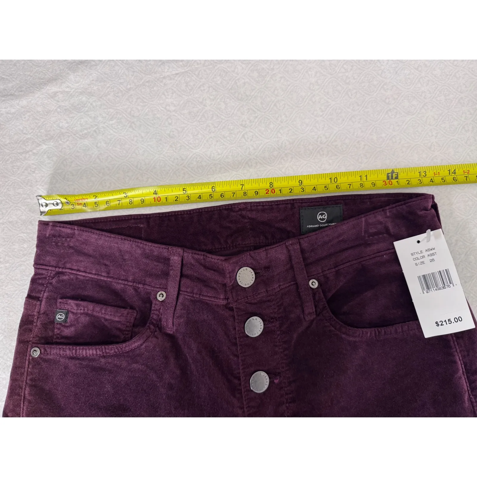 AG Adriano‎ Goldschmied The Farrah Velvet Skinny Jeans Plum Size 26 - Image 5