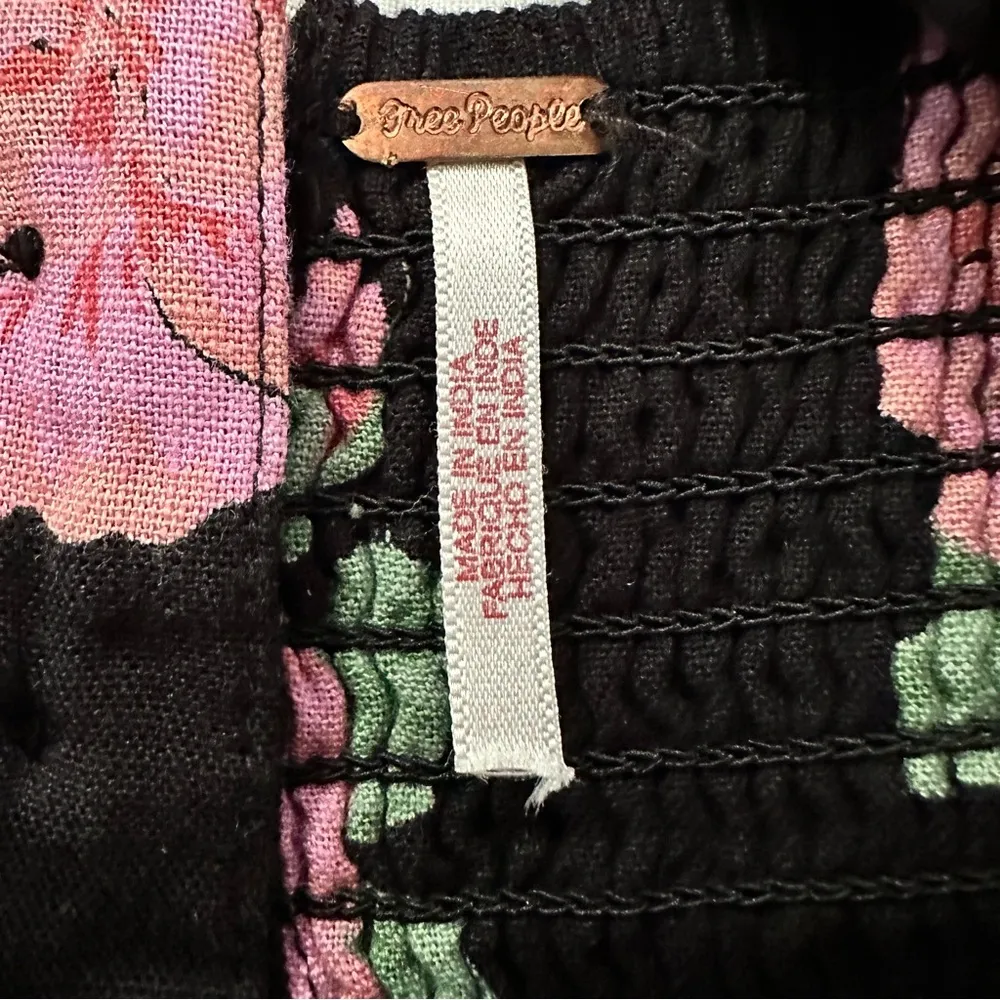 Free People Bom Bom Mini Dress | Black Floral Polka Dot Cutout Back | Size Small - Image 9