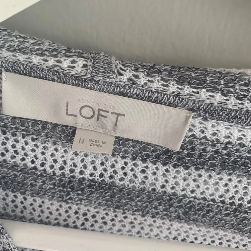 LOFT Striped Knit Hoodie Top - Image 2