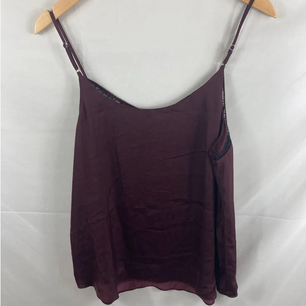 NWT 1.STATE Lace Trim Camisole In Warm Plum L - Image 5