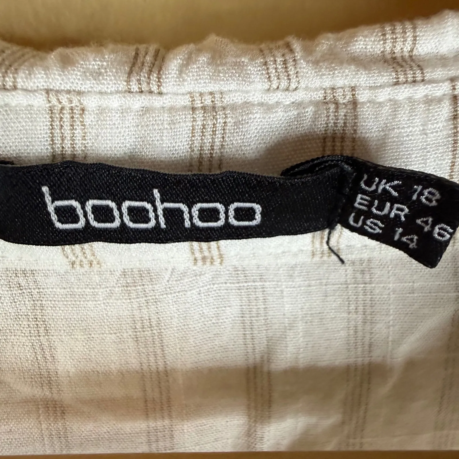 Boohoo Womens Striped Long Sleeve Button‎ Down Viscose Shirt Top US 14 Preppy - Image 2