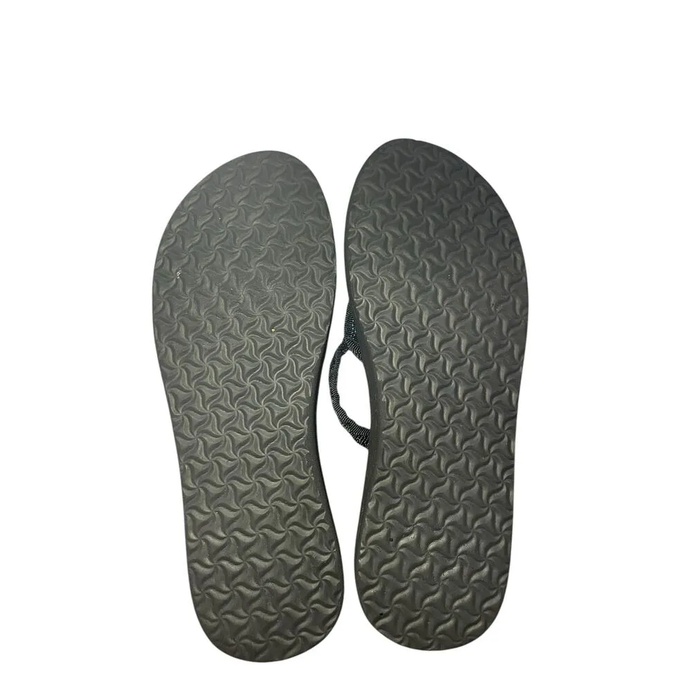 Teva Women 9 Black Thin Strap Canvas Sandals Mush Olowahu Slip-On Foam Flip Flop - Image 4