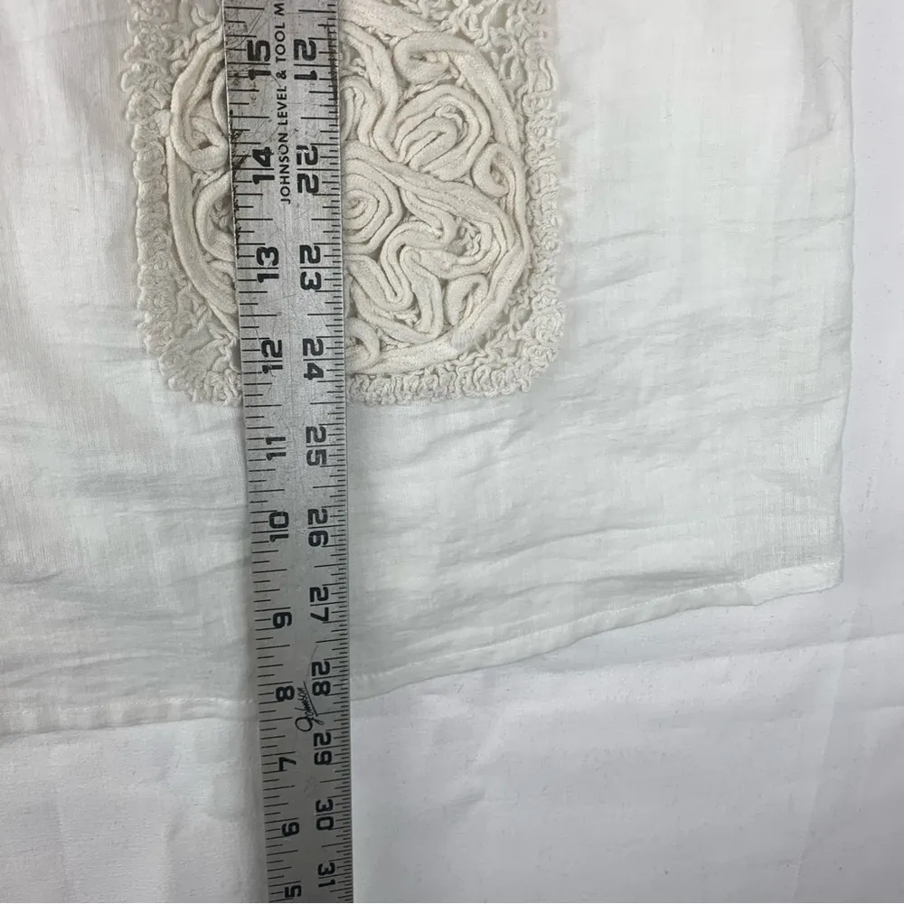 Funky People women's medium White Top with Colorful Accents granny square pocket - Image 10