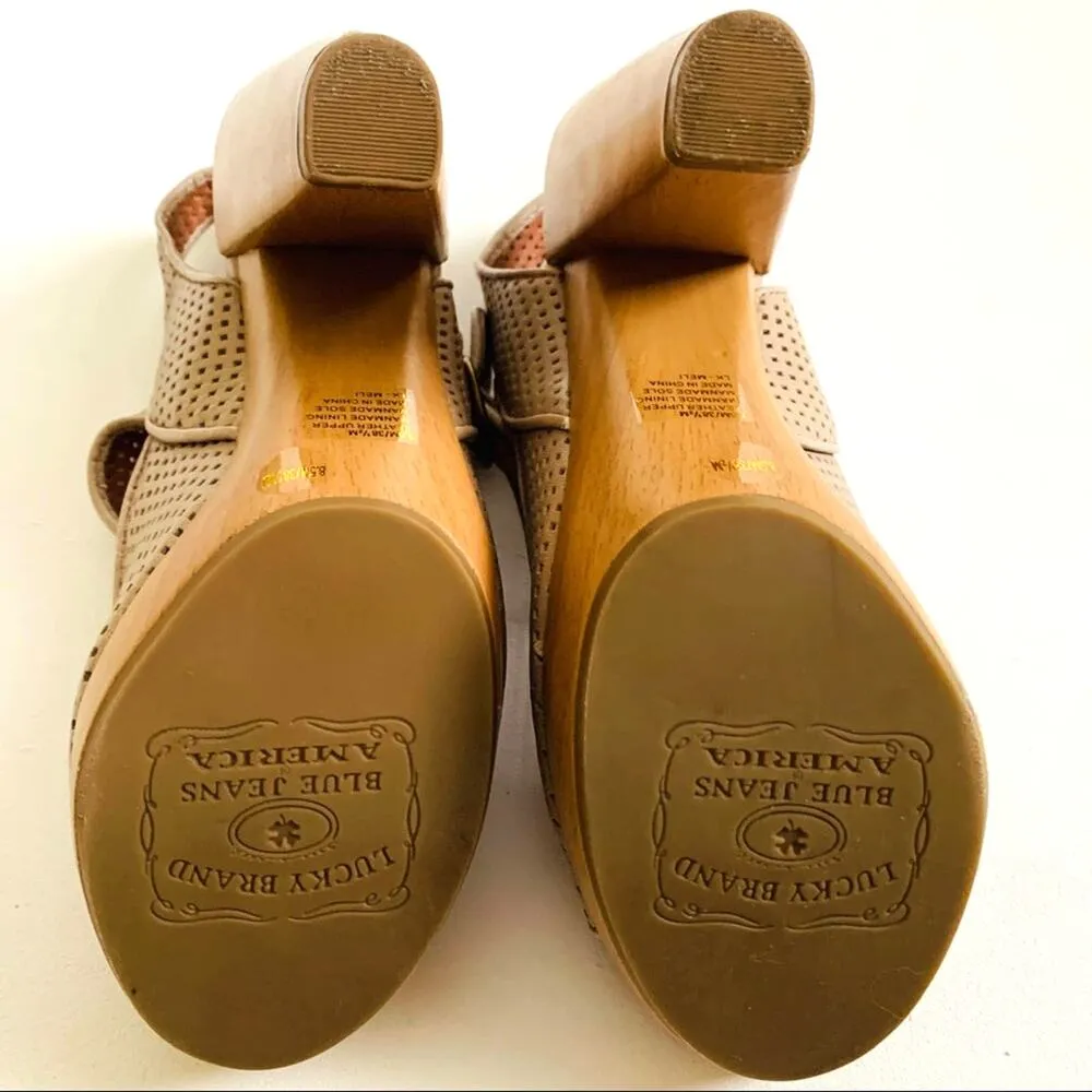Lucky Brand Heels Sandals Shoes Meli Open Toe Leather Platform Sandals Size 8.5 - Image 4
