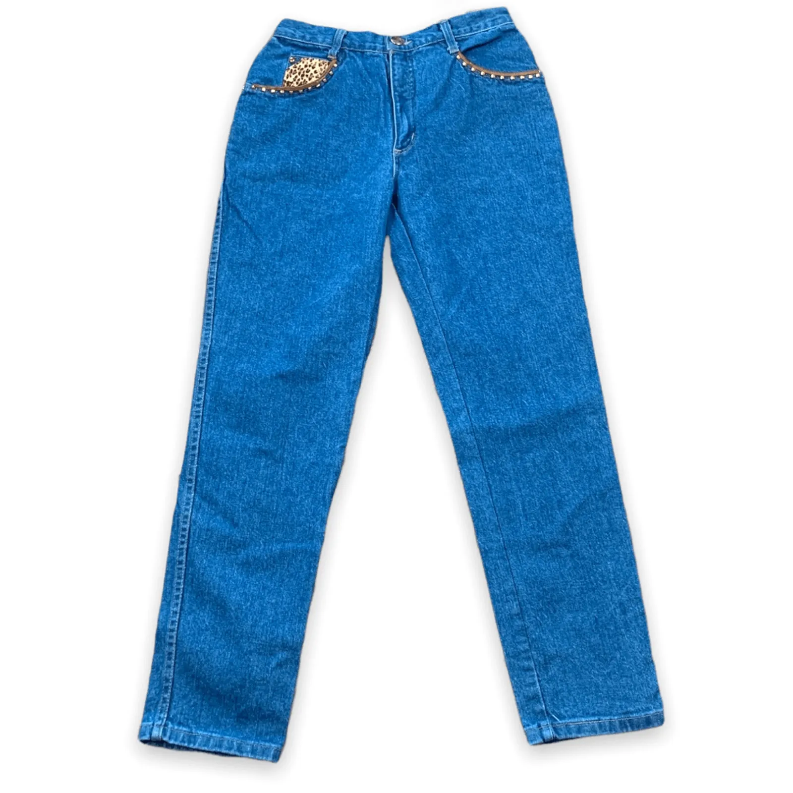Vintage Cache Studded Leopard Pocket High Waisted Jeans 28 Inch Waist Statement - Image 12