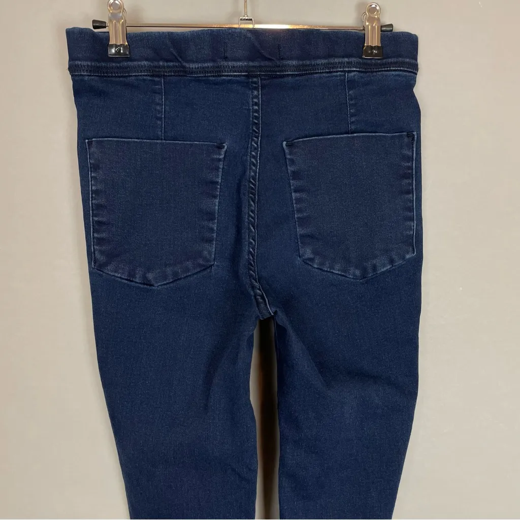 Free People Skinny Jeans Pull-On High Rise Dark Wash Blue Raw Hem Size 27 Women‎ - Image 8