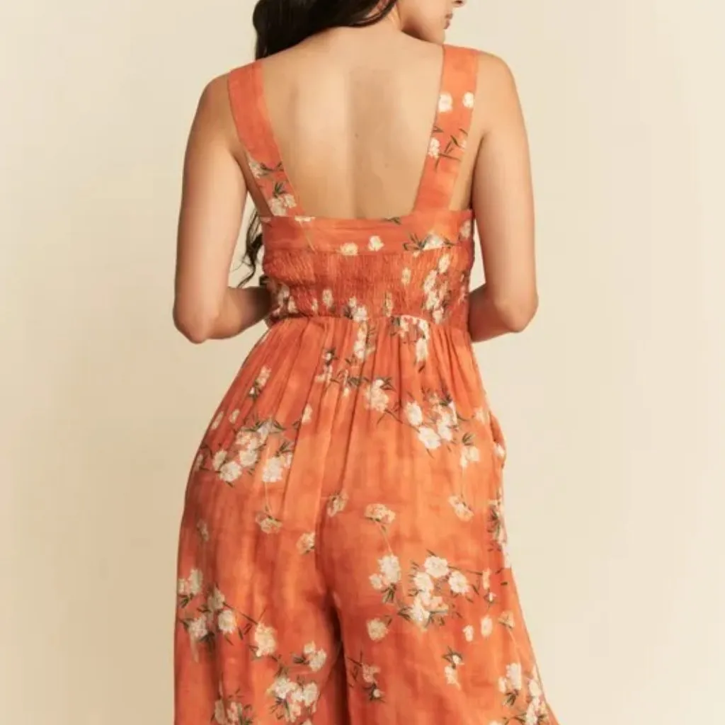 NWT Davi‎ & Dani Floral Ruffle Square Neck Smocking Bodice Jumpsuit - Image 7