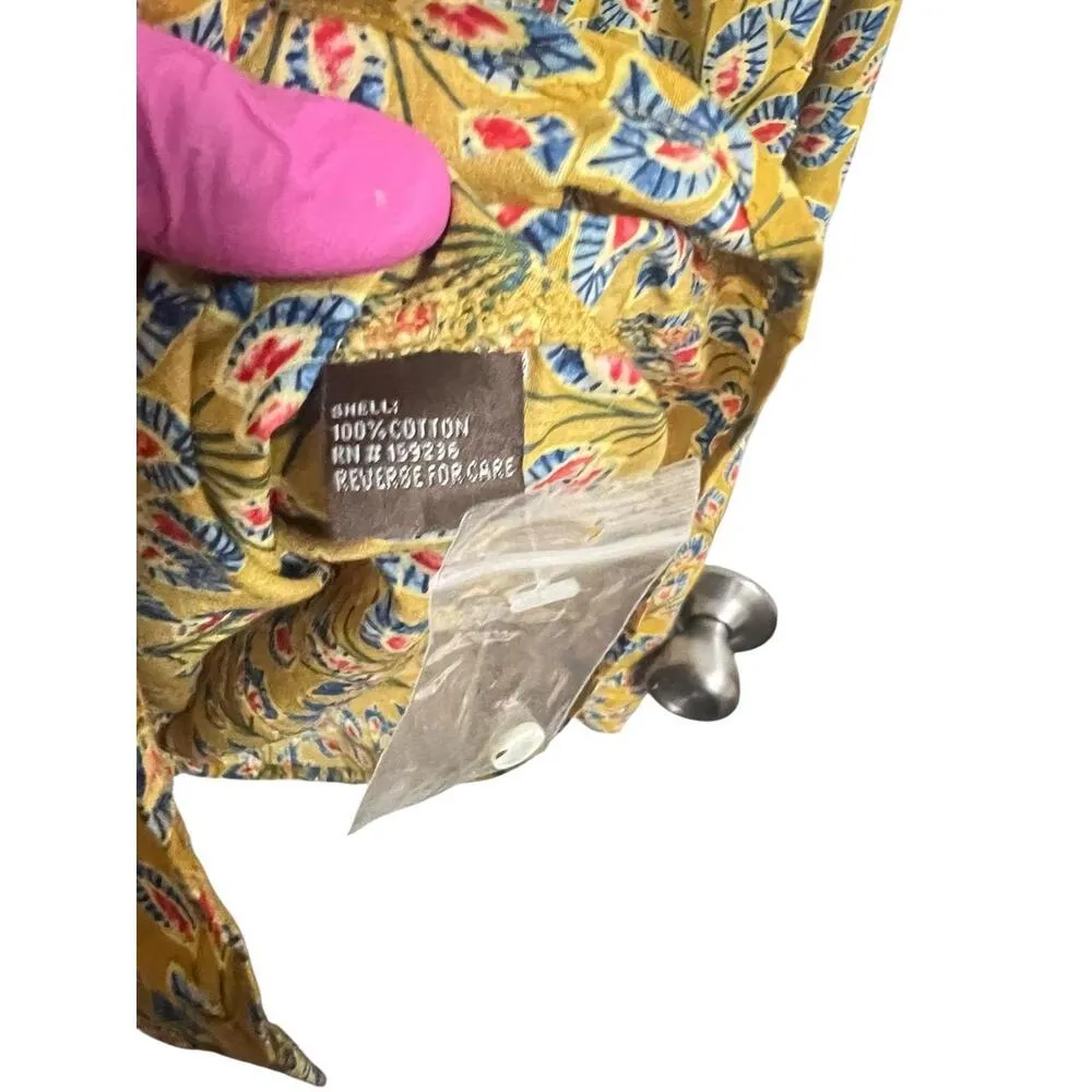 J McLaughlin Shirt Womens XS Yellow Mustard Floral Long Sleeve Cotton Button Up - Image 5