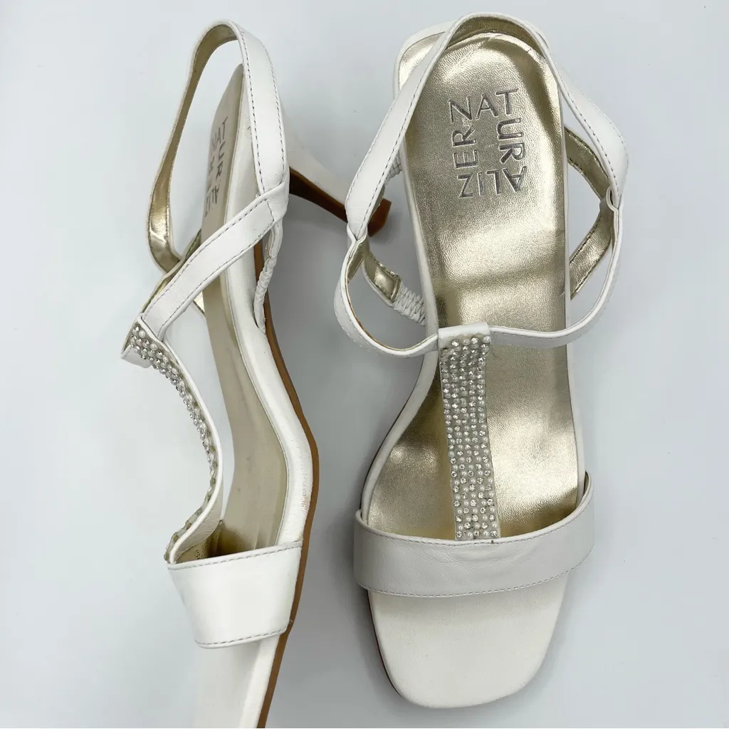 Naturalizer Skylar white slingback T-strap dress heel sandals women’s Size 9M - Image 6