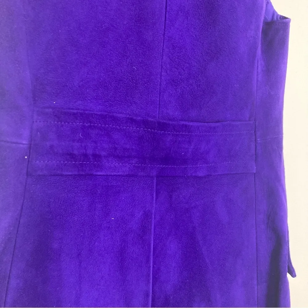 Vintage 70s Lillie Rubin purple suede double breasted mod mini dress. - Image 6