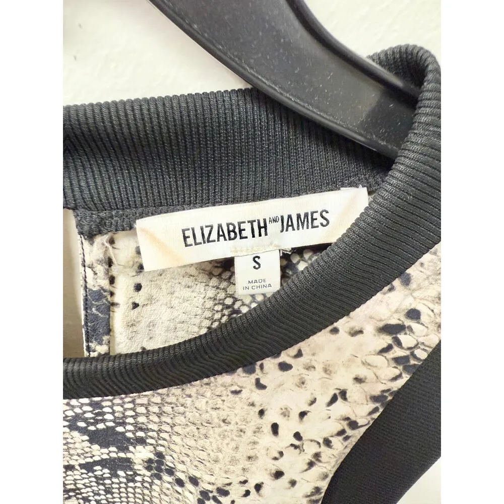 Elizabeth and James Vivi Snake Print Sleeveless Round Neck Tank Top Gray/Black S - Image 4
