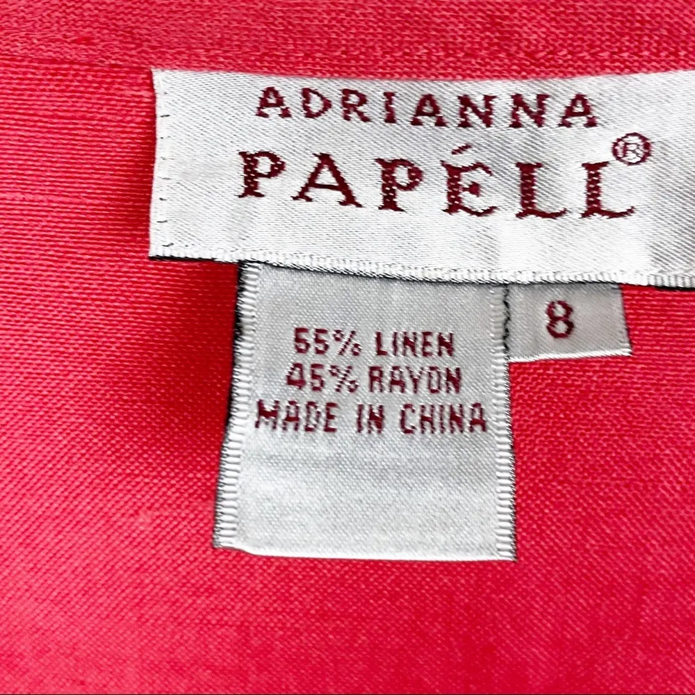 ADRIANNA PAPELL Red Linen Blend Dress With Matching Jacket Maxi Dress, Small - Image 14