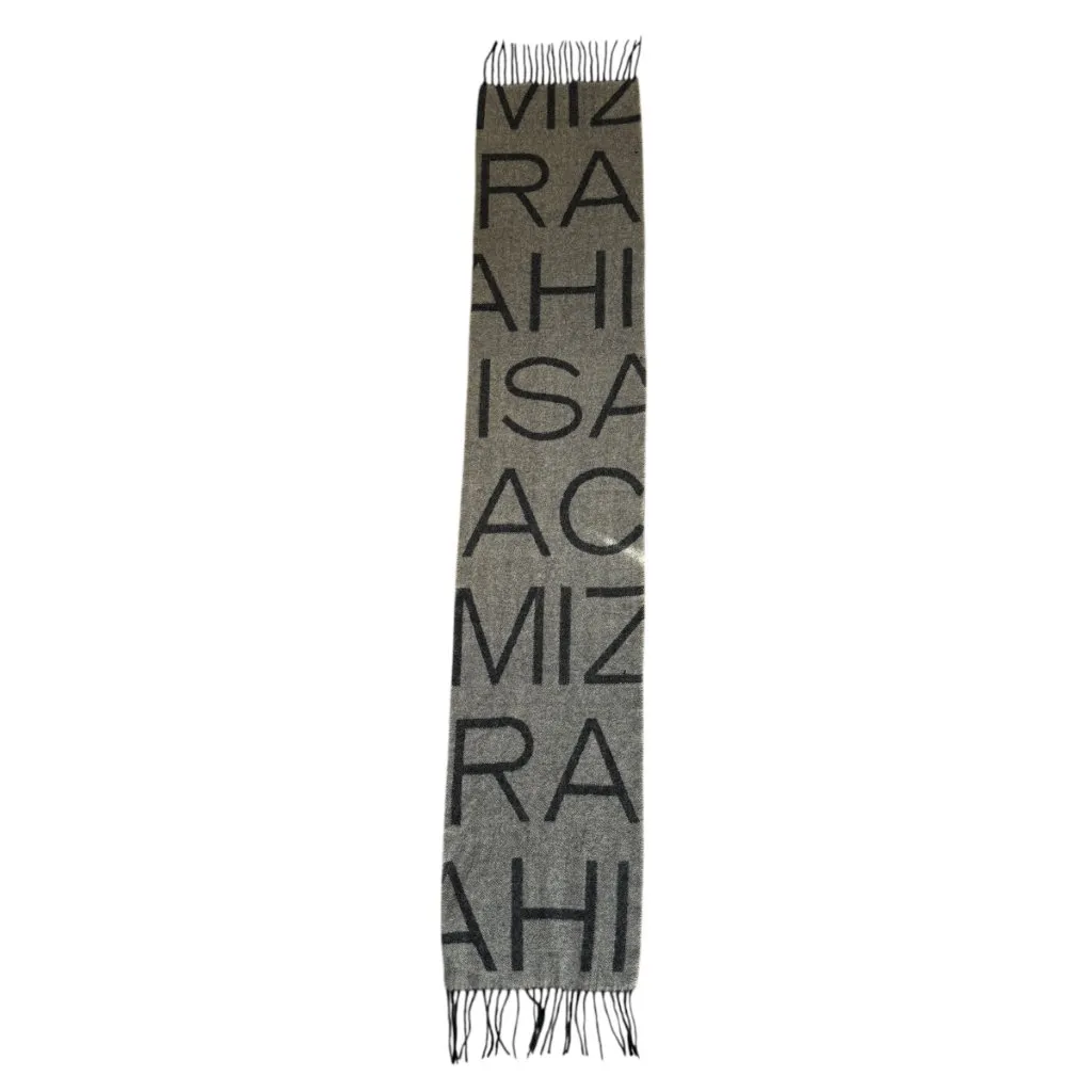 Isaac Mizrahi gray scarf wrap with black fringes 59" length - Image 5