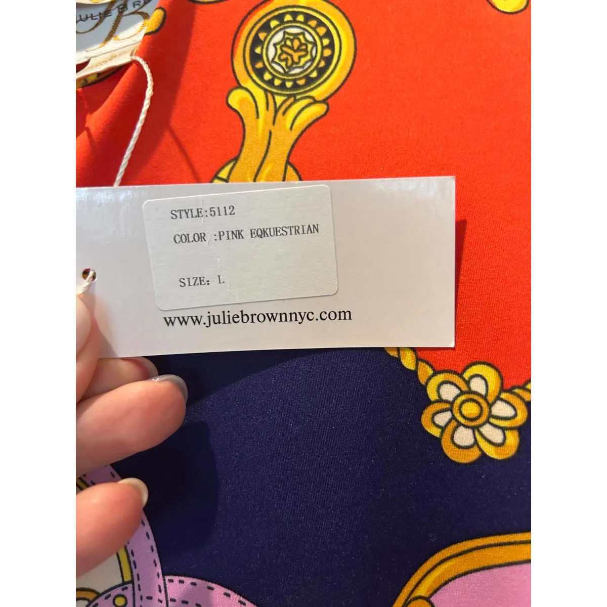 Julie Brown Women's Midi Dress with Ornate Baroque Print Red Size L - Image 4