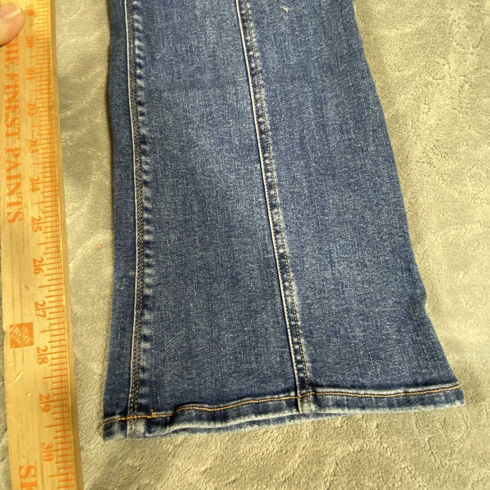 American Eagle Jeans Womens 14 Blue Artist Flare Stretch Seamed Denim Mid Rise Size 14P - Image 5