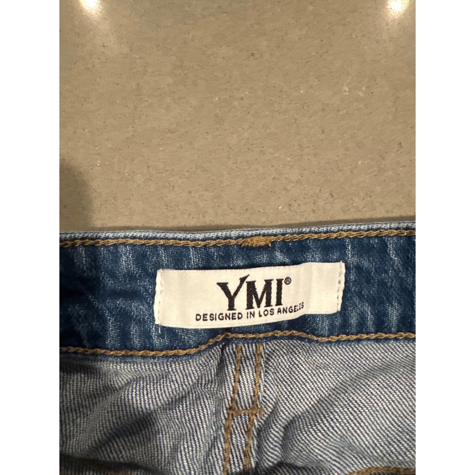 YMI Blue Denim Distressed Frayed Hem Jean‎ Shorts Casual Womens - Image 4