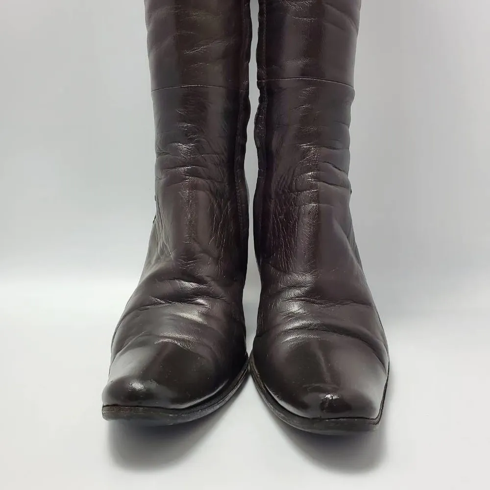 CNC Costume National Womens Tall Knee High Leather Boots Brown Size 36.5 - Image 8