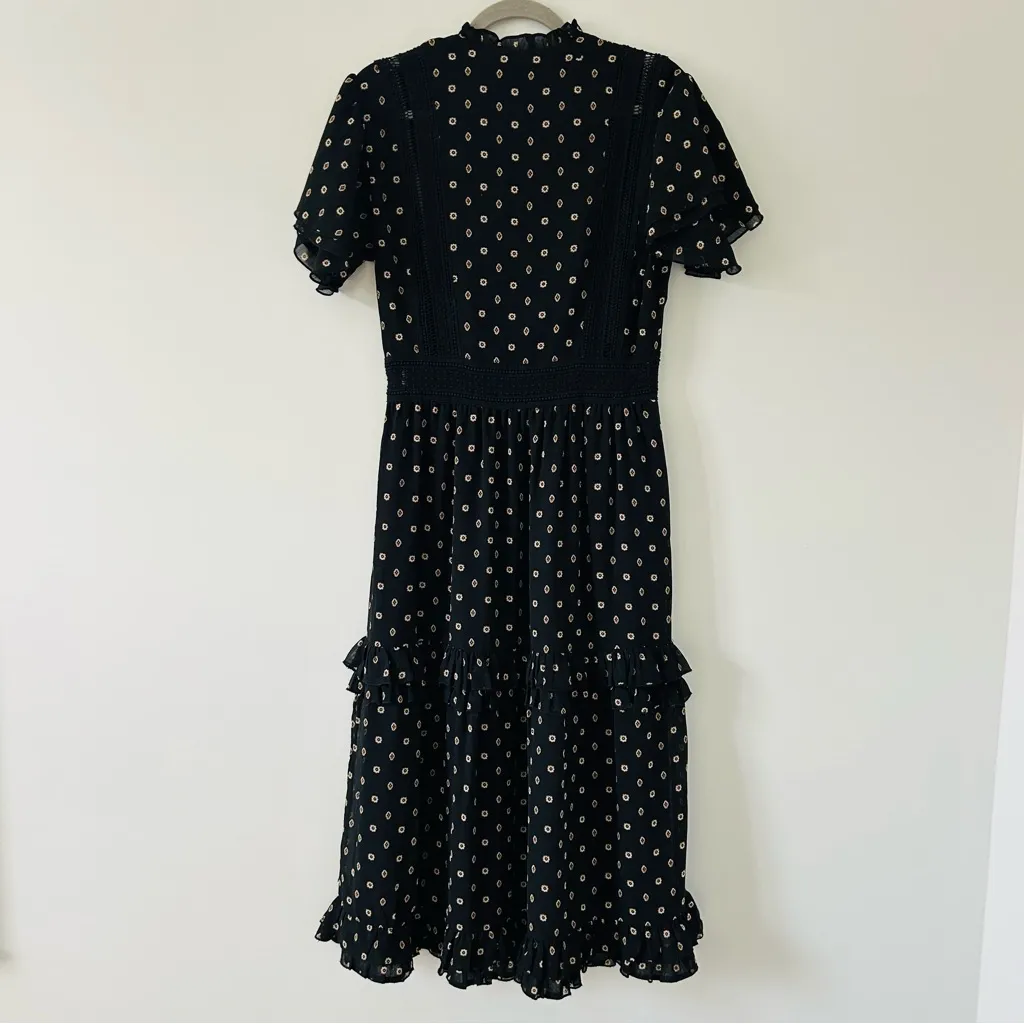 Scotch & Soda Maison Scotch Mille Nuits Tasha Ruffled Tiered Midi Dress Black M - Image 4