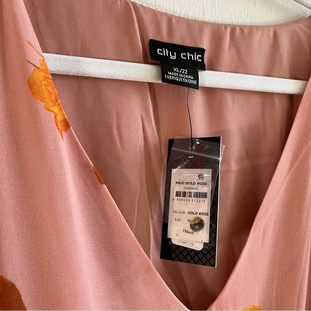 City Chic Dress Rose Floral Print V-Neck Long Sleeve A-Line Maxi Dress Sz 22 NWT - Image 5