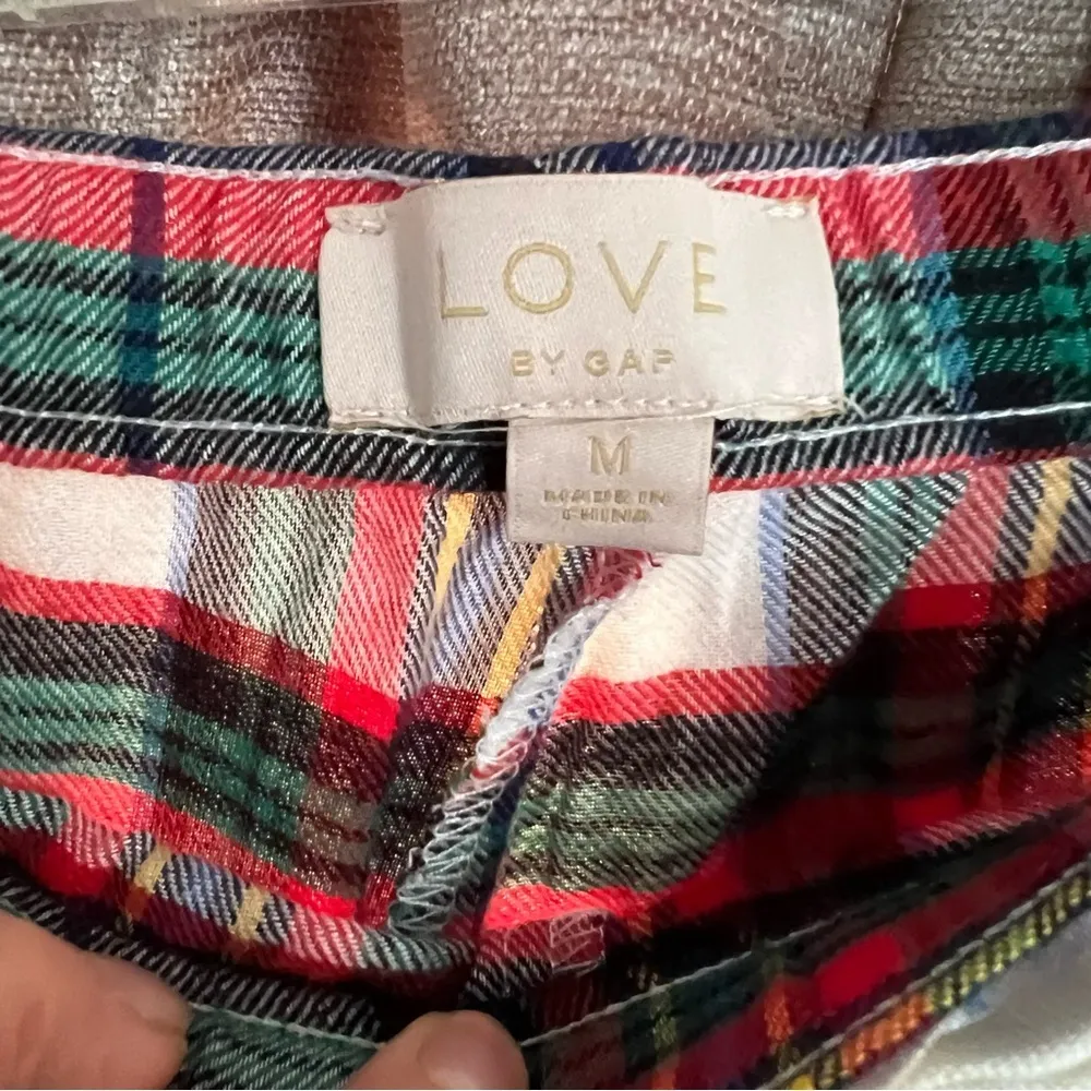 LOVE By Gap Red Plaid Flannel Pajama Two Piece Set Size Medium - Image 7