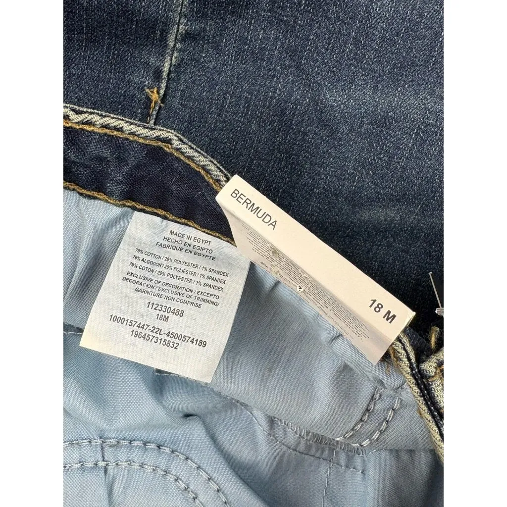 *New Lee Bermuda Mid Rise Denim Jean Shorts Womens 18M Dark Wash Cuffed Stretch - Image 6