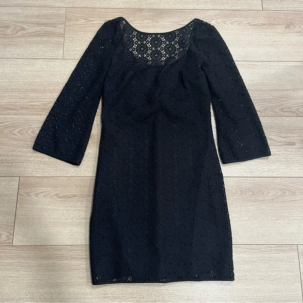 Lilly Pulitzer Topanga Dress Crochet Lace Lined Bell Sleeve Mini Size XS - Image 3