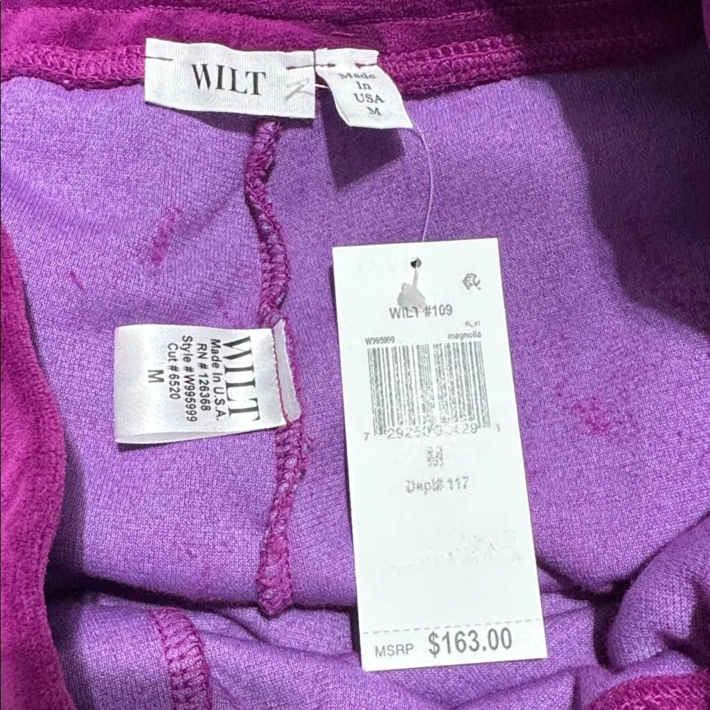 WILT Velour Wide Leg Pull On Pant M Magnolia $163 Retail NWT Purple Size M - Image 3