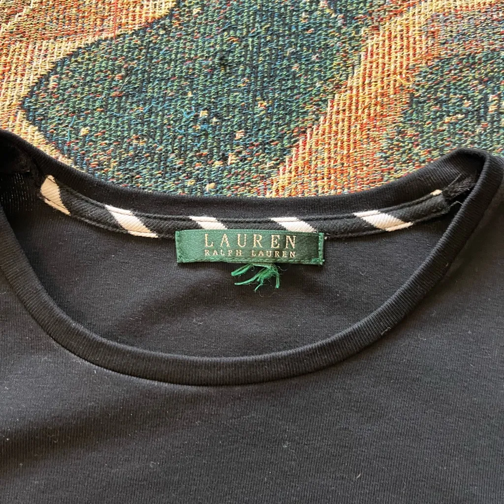 Lauren Ralph Lauren Black Cotton Crew Neck Long Sleeve Top Women’s S Preppy Y2K - Image 13