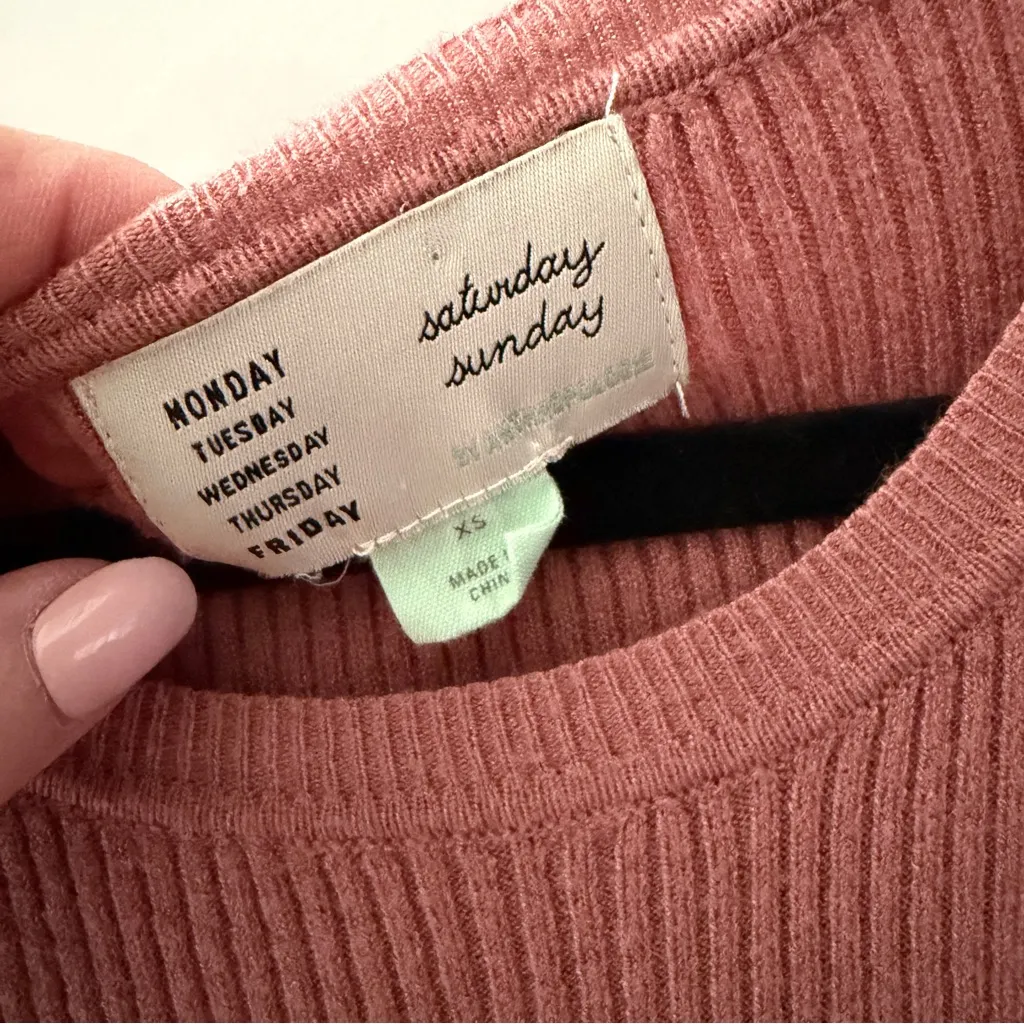 Anthropologie Saturday Sunday Parvati Sweater Midi Dress Link Stripe Size XS Pink - Image 5