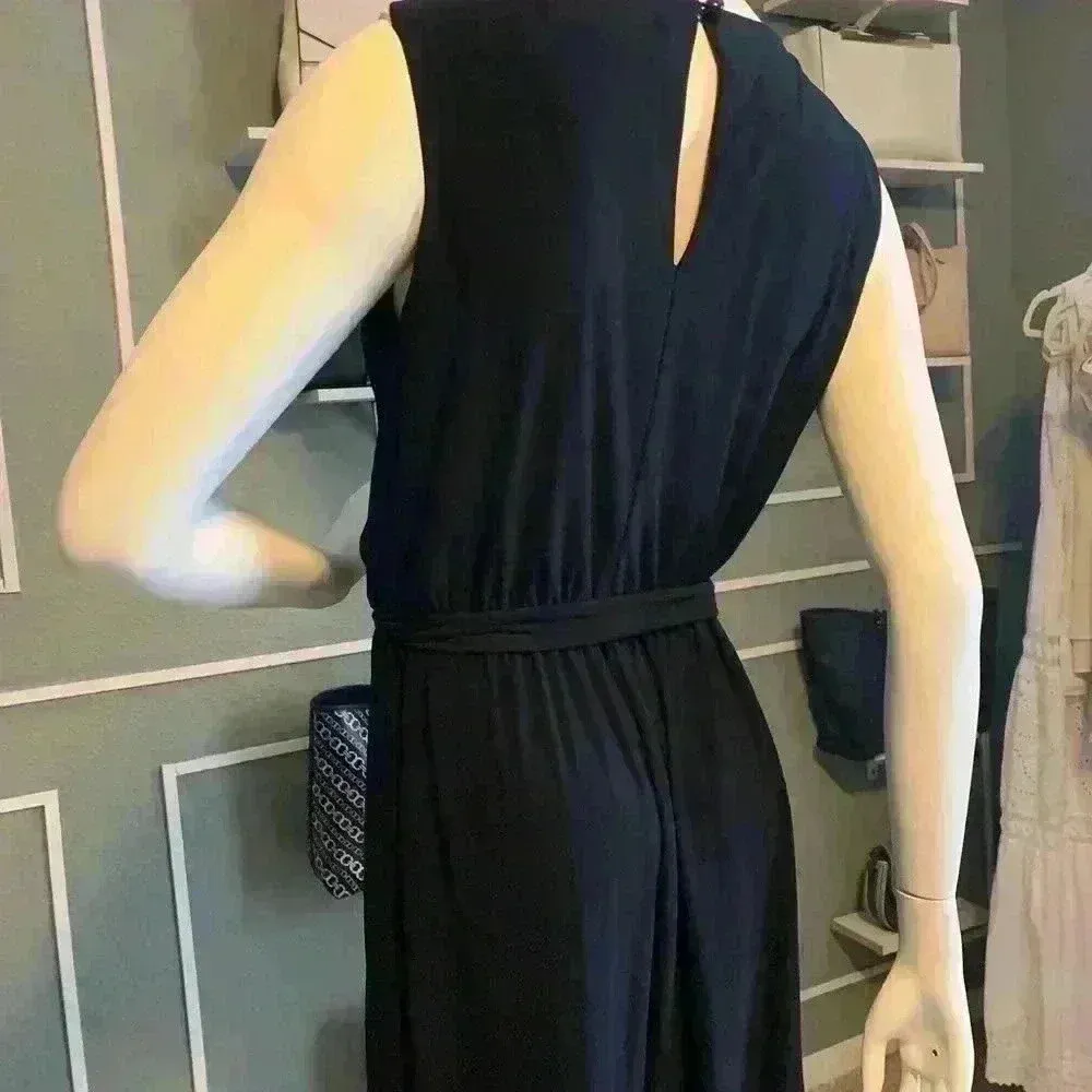 Emma &amp; Michele Ruffled Peplum Jumpsuit Sleeveless Navy Blue Sz Large. B16 - Image 5