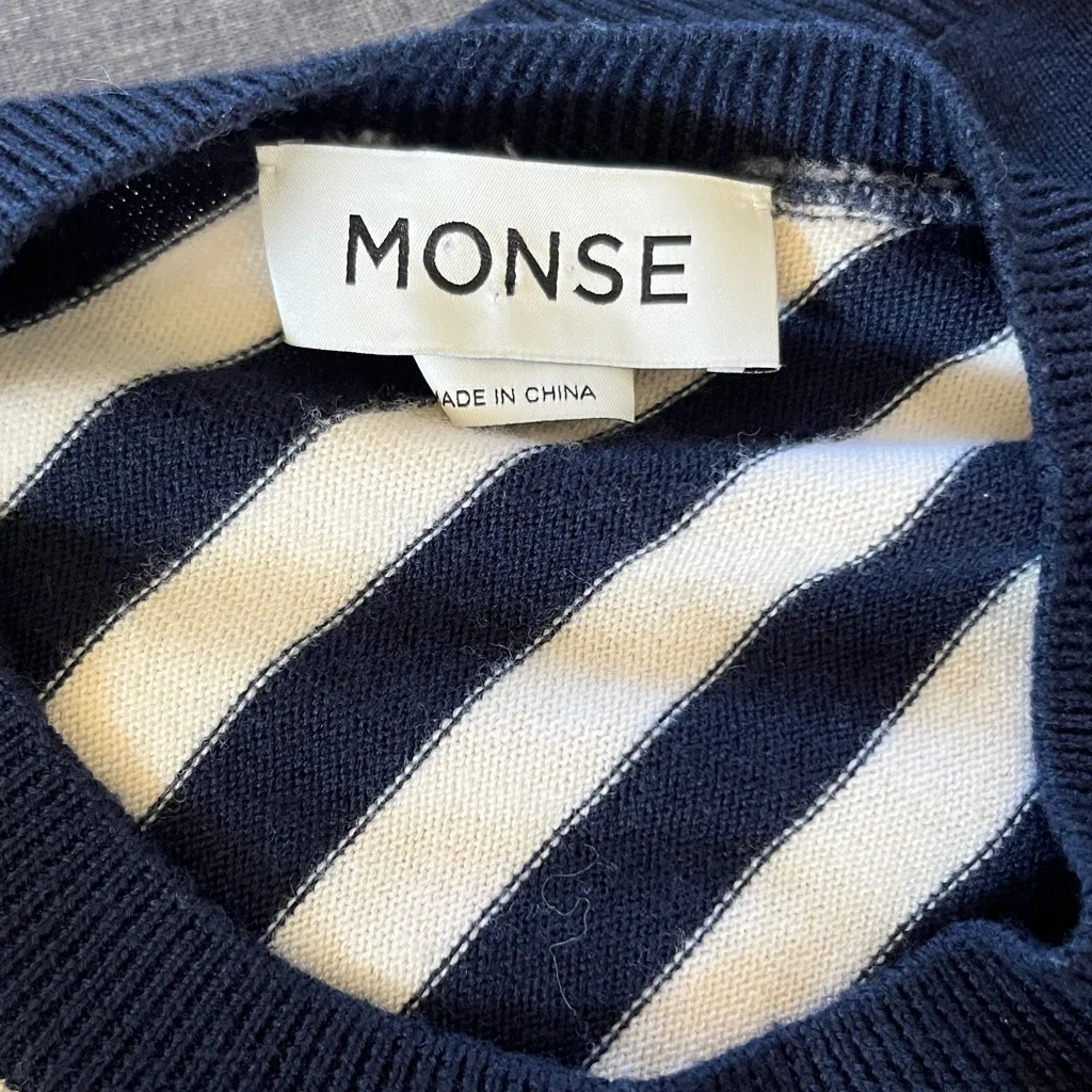 MONSE Navy and White Striped Knit Top Size M Blue Size M - Image 5