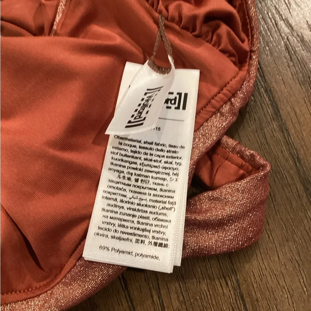 Wolford High Shine Scoop Neck Bronze Metallic Bikini Top Women’s Size XL nwt Brown - Image 7