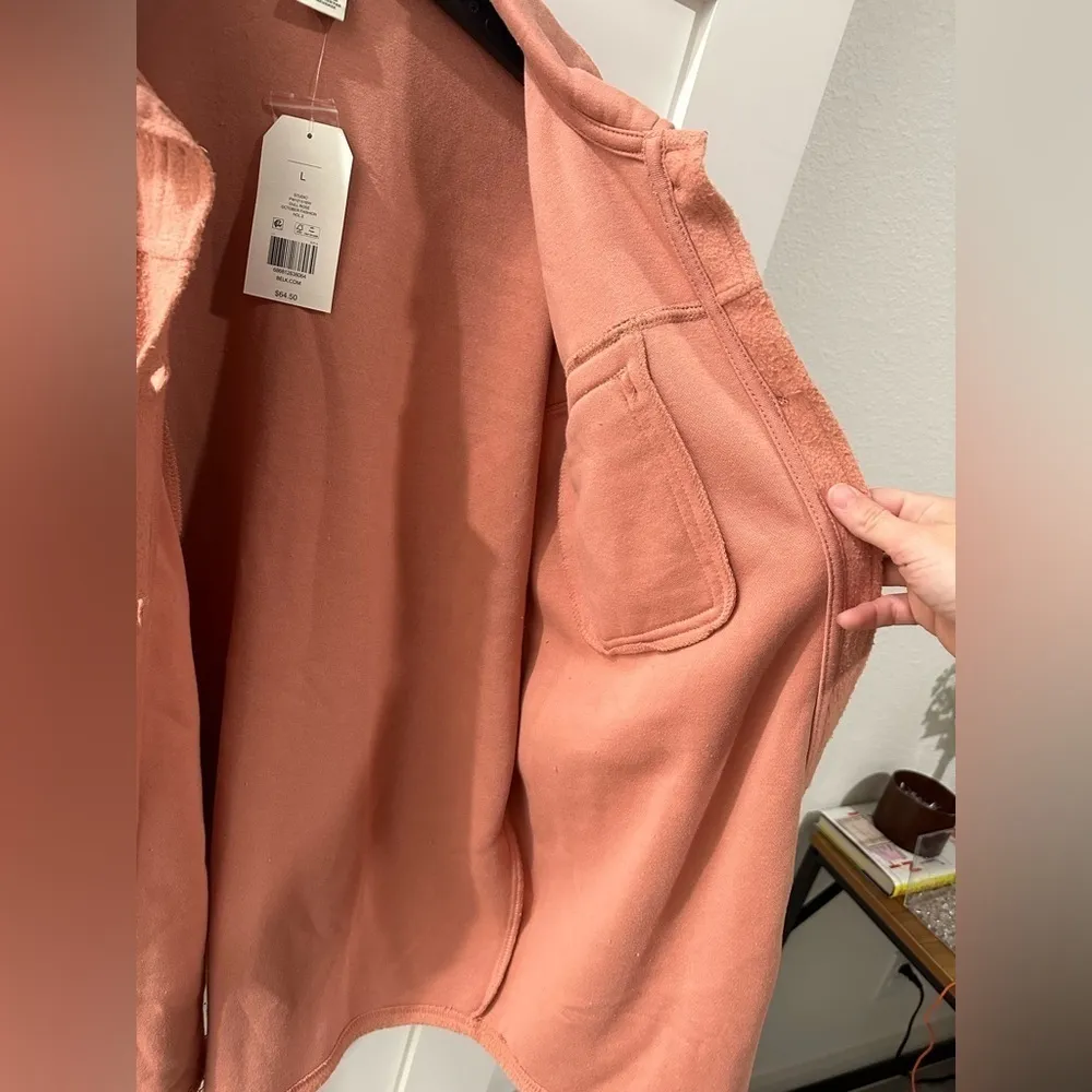 NWT Wonderly Fuzzy button down Shacket in Dull Rose, size L, brand new, pink - Image 10
