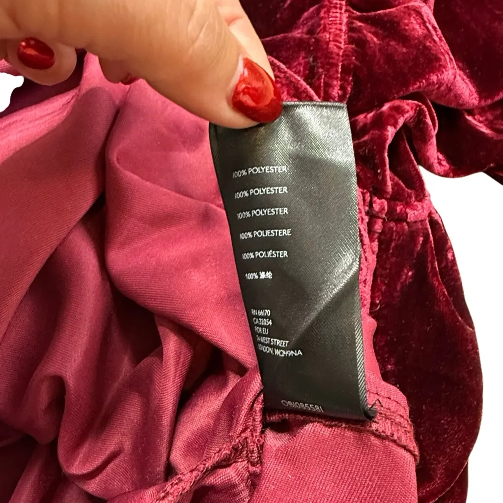 Free People Red Velvet Ivy Mini Baby Doll Vneck Dress XS - Image 9