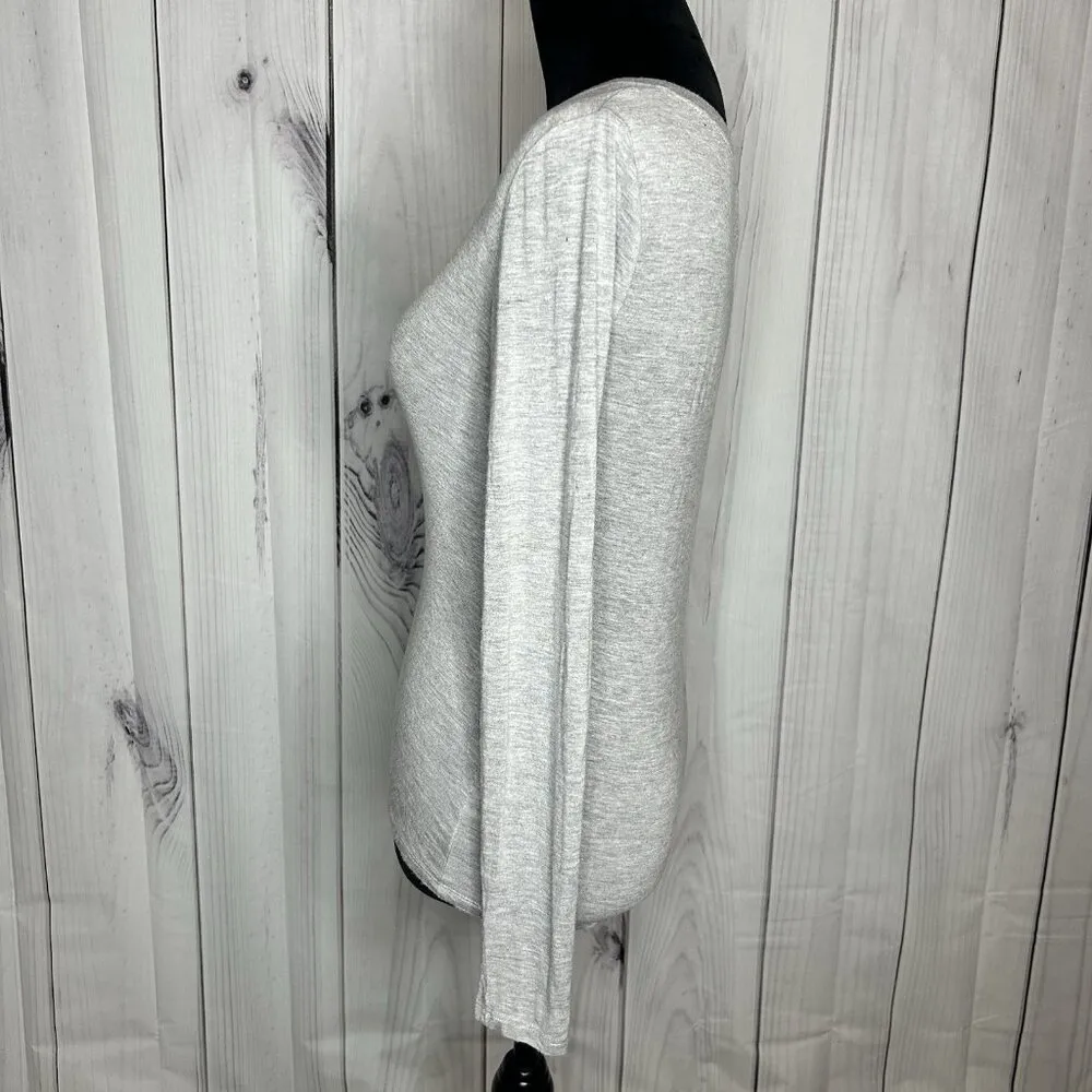 Z Supply Women Gray Long Sleeve V-Neck T-Shirt Size XS Rayon Stretch - Image 4