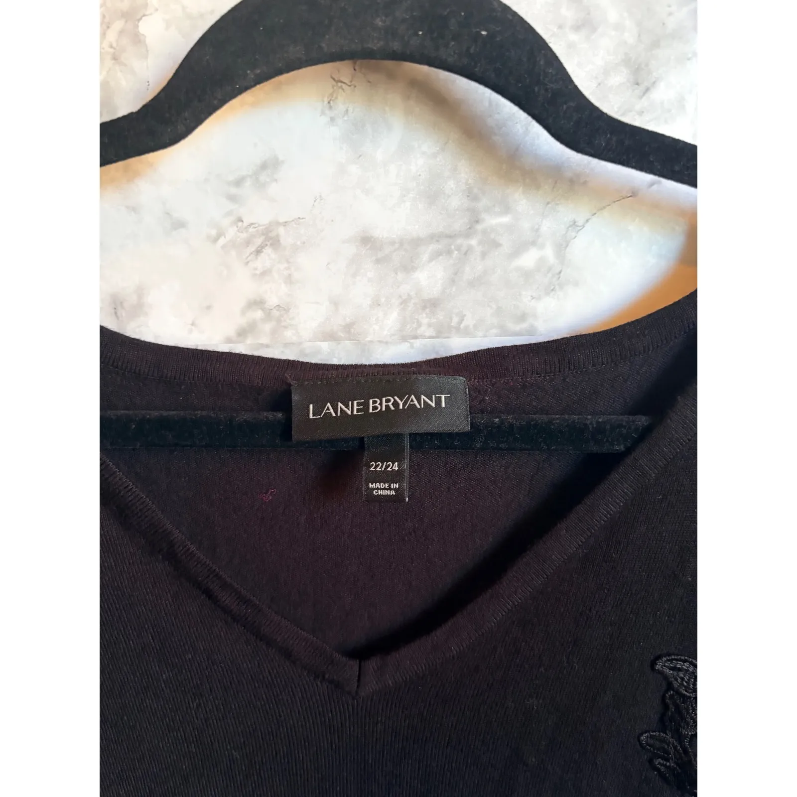 Lane Bryant Black V-Neck Lace Long Sleeve Sweater Top Plus Size‎ 22 24 - Image 5