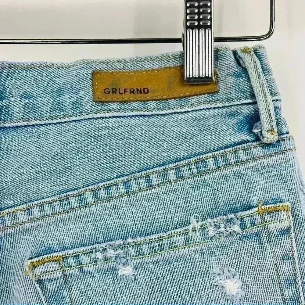 Grlfrnd Helena Straight‎ Jeans Women's 25 Blue High Rise Button Fly Distressed - Image 11