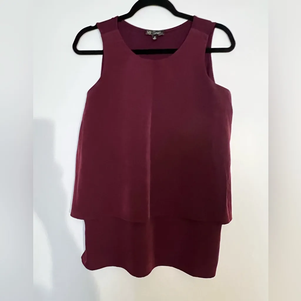 DG2 by Diane Gilman SZ S Side Stripe Easy Tank TOP SHIRT RED WINE - Image 3