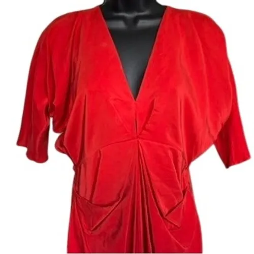 WILLOW 100% Silk Dress Sz 4‎ US Red Party Cocktail Sophisticated - Image 2