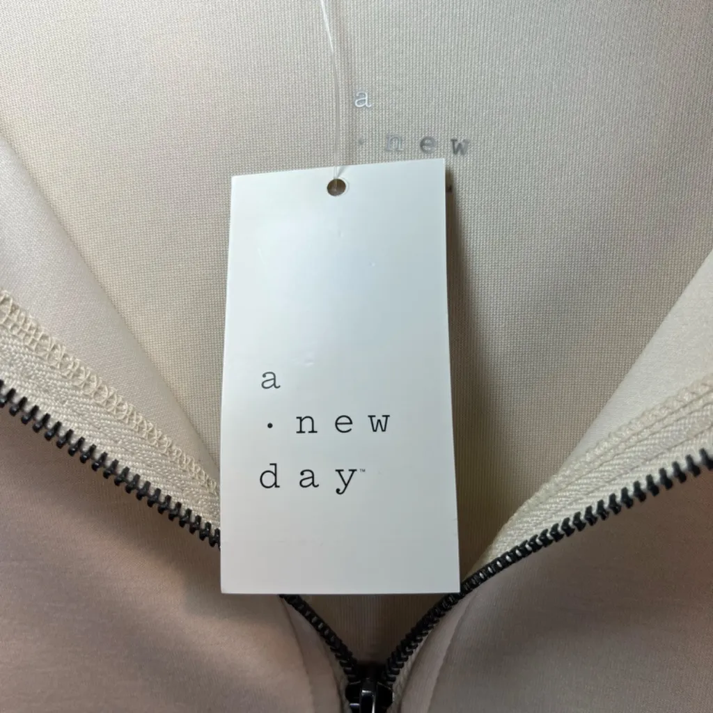 A New Day Zip Up Hoodie Jacket Cream Cropped Soft Cozy Neutral NEW Women's Sz XL - Image 3
