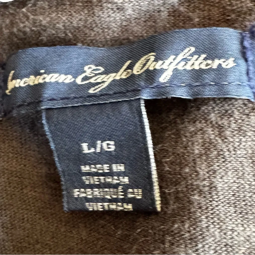 American Eagle Outfitters Dark Brown Hooded Open Front Jacket Sz L - Image 7