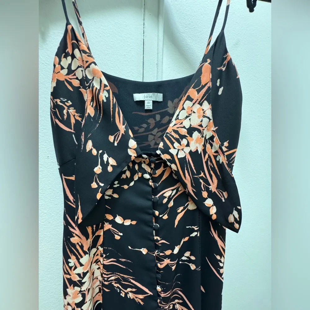 Joie Almona Floral Print Button Front Maxi Satin Dress Size XS - Image 8