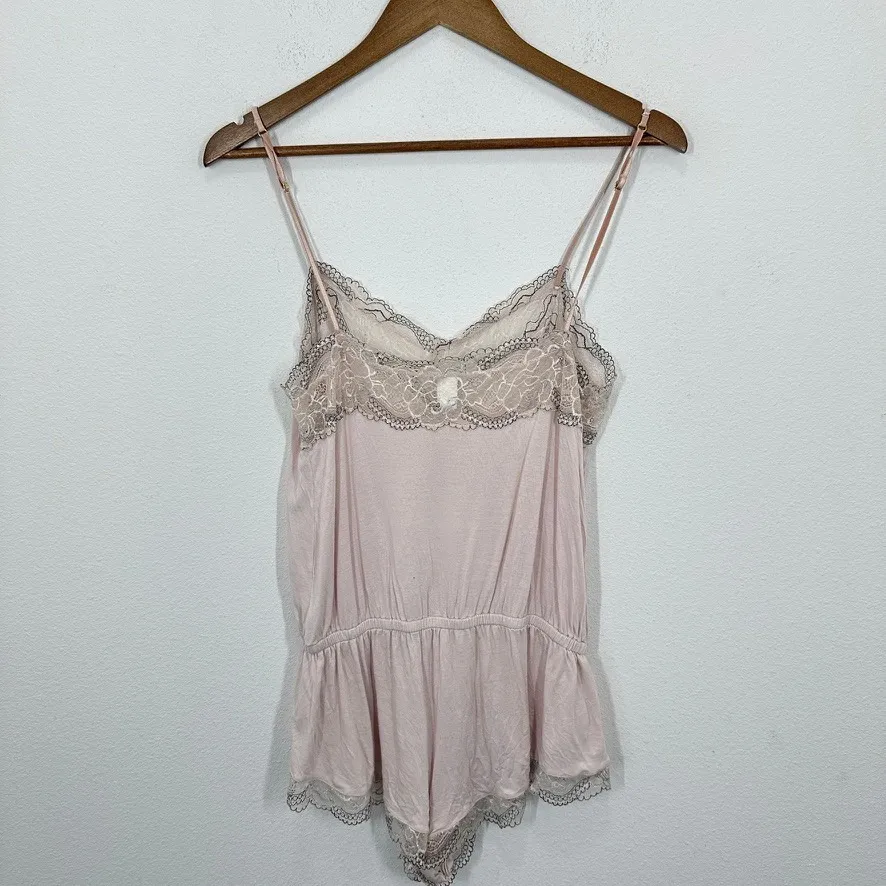 Eberjey Blush Pink Lace Trim Romper Pajamas Sleepwear Delicate Lightweight - Image 6