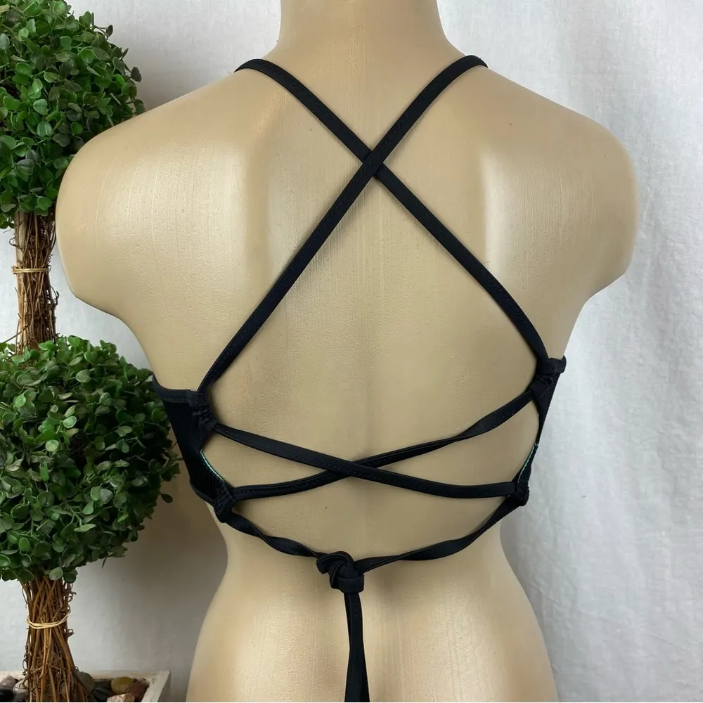 Shade & Shore Black Ribbed Underwire Strappy Bikini Swim Top 34B - Image 4