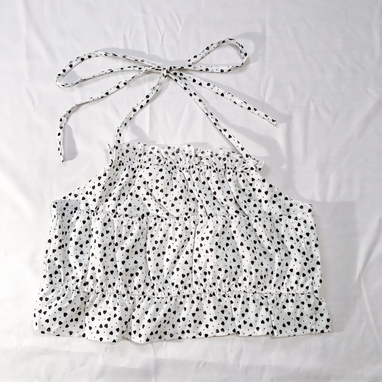 Halter Top Polka Dot Hearts White Size M - Image 3